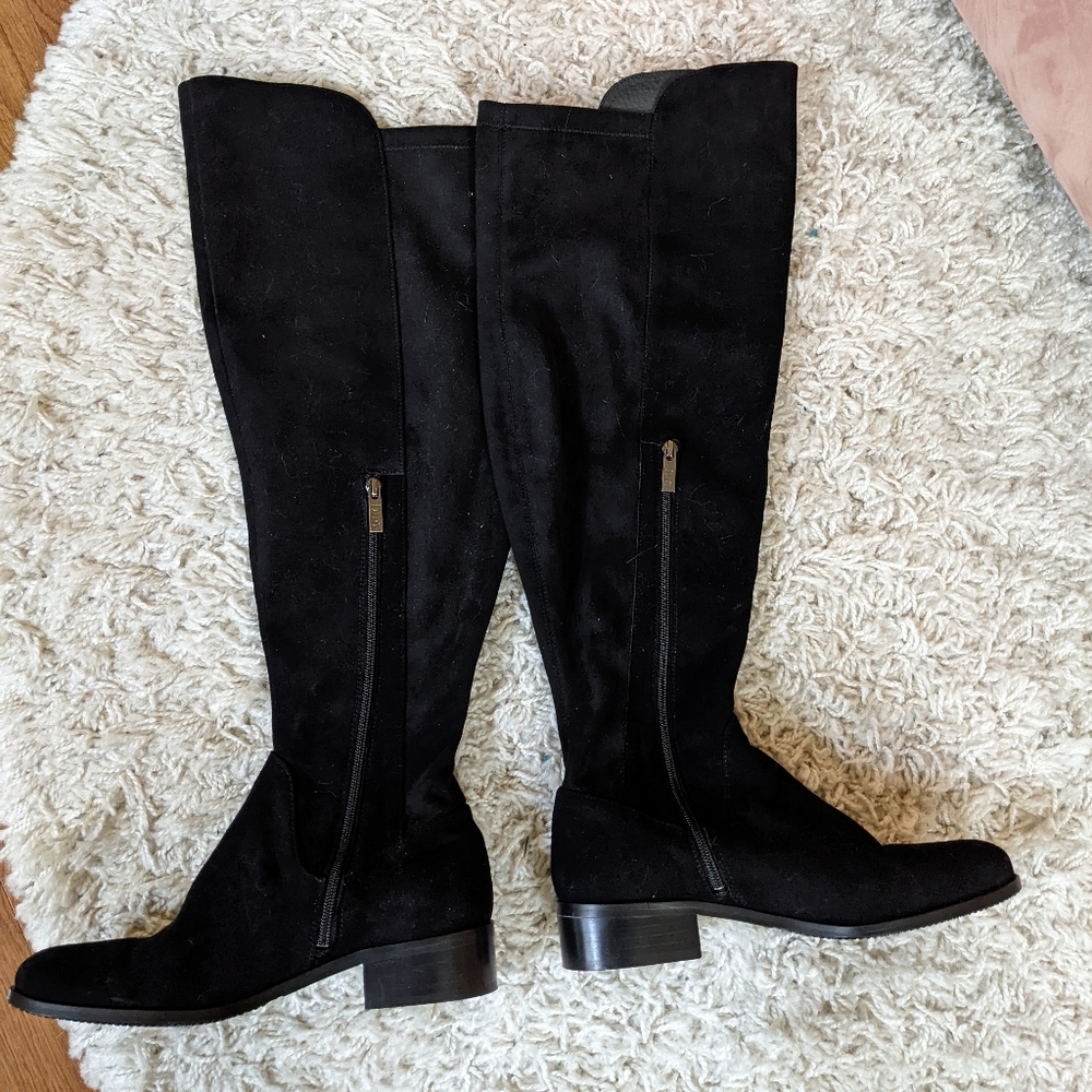 Duo Tunstall Boots Black Suede NIB Over the Knee OTK Wide Calf 10